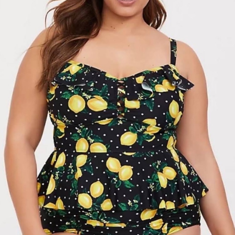 Torrid Lemon Peplum Swim Top